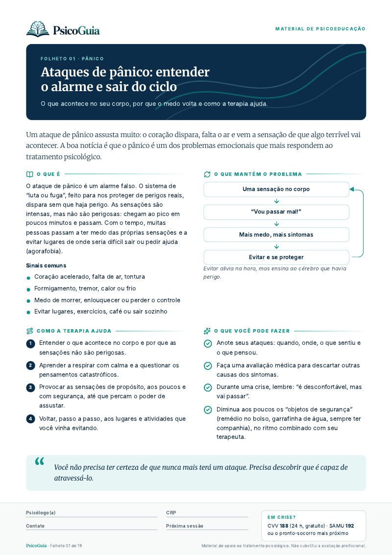 Folheto de psicoeducação sobre ataques de pânico